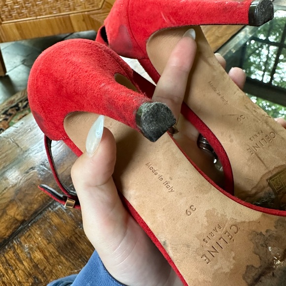 Authentic Celine Heels 39 Red Suede - Picture 8 of 10